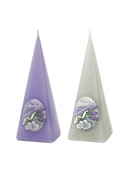 Díszgyertya piramis 50x150 mm Levender Kiss