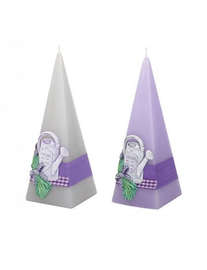 Díszgyertya piramis 50x150 mm Levender Garden
